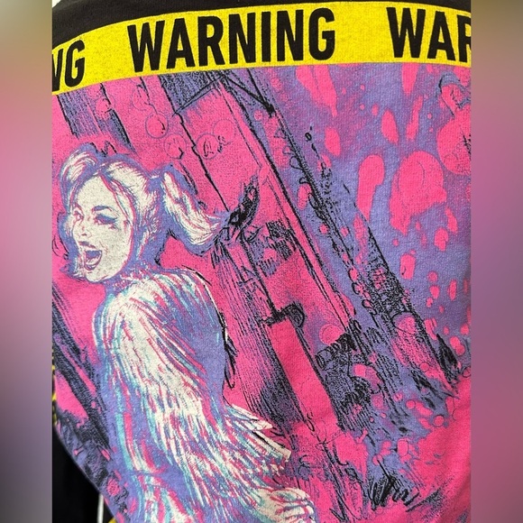 Birds of Prey Harley Quinn Warning Small Long Sleeve Shirt Unisex Black - Picture 8 of 9